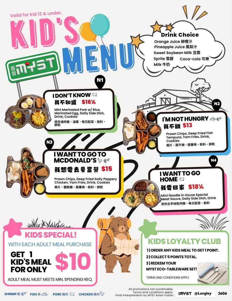 6225 kids  menu